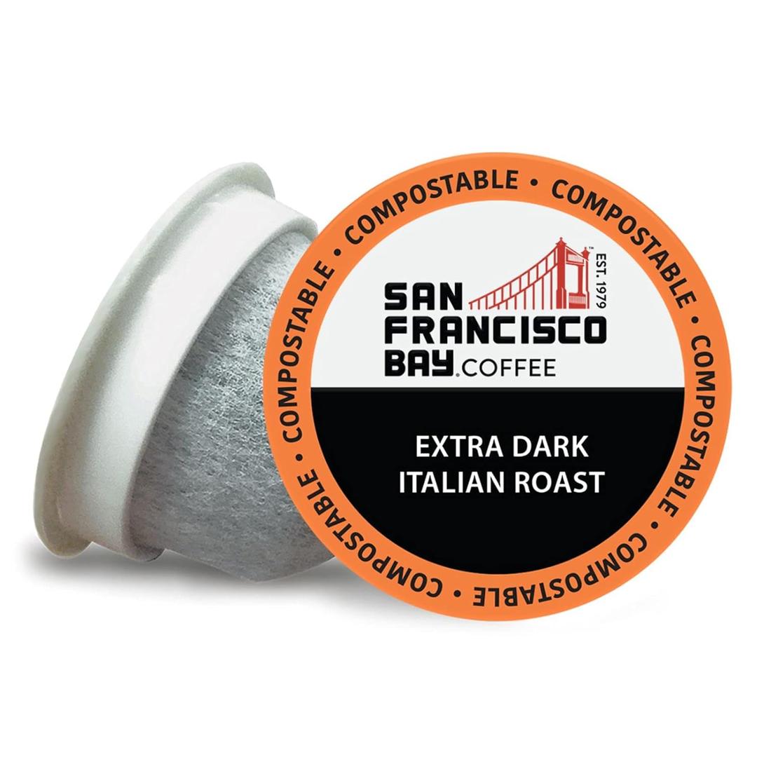 San Francisco Bay Compostable Coffee Pods - Extra Dark Italian (80 Ct) K-Cup Compatible, including Keurig 2.0, Dark Roast