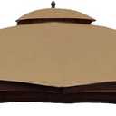 Hugline Outdoor Replacement Canopy Top Double Tier Gazebo Roof Cover for Lowe's Allen Roth 10x12 Gazebo #GF-12S004B-1 (Khaki)