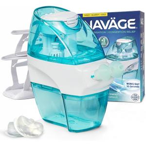 Navage Essentials Bundle - Nasal Irrigation System - Saline Nasal Rinse Kit with 1 Navage Nose Cleaner, 30 Salt Pods and 1 Countertop Caddy