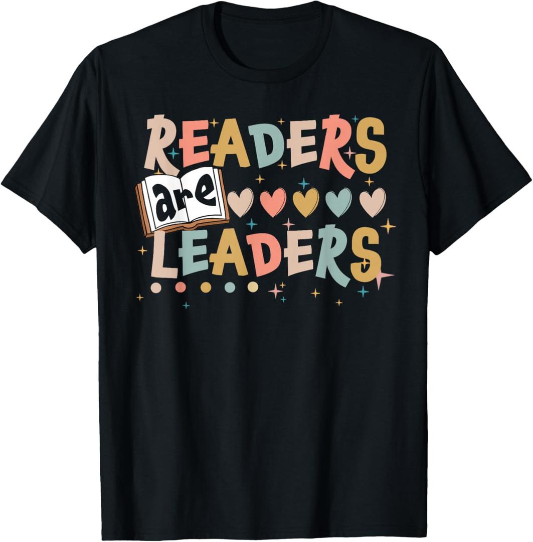 Retro Readers Are Leaders Cute Heart Back To School T-Shirt, Size S