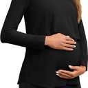 Tankaneo Womens Maternity Nursing Tops Long Sleeve Double Layer Breastfeeding Shirts Pregnancy Clothes (Black)