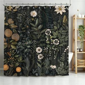 TANGXUNFA Pink Watercolor Flowers Shower Curtain for Bathroom, Water-Resistant Long Shower Curtain Set 72x72 Inch with Metal Grommets and 12 Metal Hooks