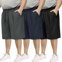 BOOJO 3 Pack Big and Tall Mens Gym Shorts - Basketball Black Athletic Workout Shorts with Pockets Gym Clothes (5X-Large Big Tall) (Blue)