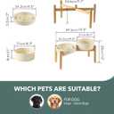 Havniva 3.2 Cup Ceramic Raised Slow Feeder Dog Bowl Set, Elevated 8.2inch Bowl and 9.5inch Puzzle Slow Food Dish with Wooden Stand for Large Dog, Anti-Gulping (2 xLight Yellow+ Stand)