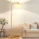 KQW Tall Floor Lamp for Living Room,65'' Modern Standing Lamps with 9W LED Bulb,Elegant Floor Light with Fabric Shade,Gold Tall Lamp for Bedroom Office Study Room Corner Dining Room
