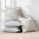 MIULEE Pack of 2 Black Pillow Covers 24x24 Inch Striped Farmhouse Couch Throw Pillow Covers with Fringe Chic Linen Decorative Cushion Eruo Sham for Sofa Living Room Bed Outdoor Home Decor
