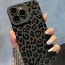for iPhone 15 Pro Max Case 6.7 Inch 2023, Aesthetic Leopard Cheetah Print Phone Case for Women Girls Men, Silicone Protective Phone Cover for iPhone 15 Pro Max, Black Leopard