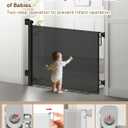 Retractable Baby Gate - 55" Wide Mesh Pet Gate with Anti-Crawling Hook, Safety Lock, One-Hand Operation, 34" Tall Baby Gate for Stairs, Doorways, Hallways, Garage, Indoor Outdoor, Black