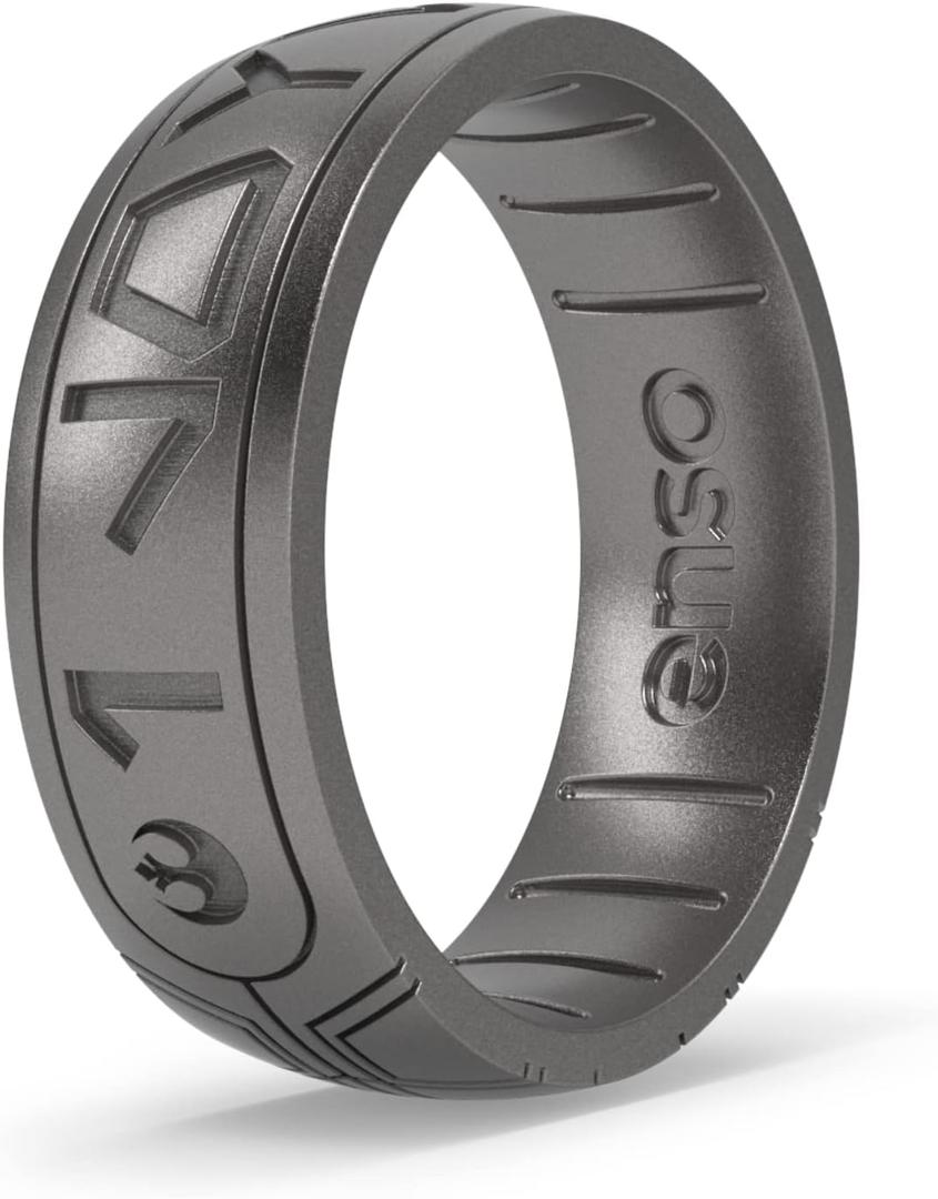 Enso Rings Star Wars Silicone Ring - I Love You - Comfortable and Flexible Design - Aurebesh - Platinum - Size 10