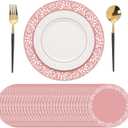 Yungyan 32 Pcs Cielito Lindo Party Decoration 13 Inches Platos De Barro Mexicanos Paper Place Mats Mexican Table Mats Cinco De Mayo Round Paper Placemat for Mexican Wedding(Pink,Stylish Style)