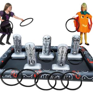 Upgraded Stability & Plastic Ring Giant Tombstone Ring Toss Games Halloween Party Game Favors for Kids Inflatable Game Halloween Party Decor Outdoor Carnival Game Classroom Indoor School Yard