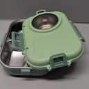 Bento Lunch Box, 304 Stainless Steel Portable Leakproof Lunch Food Containers Set with 3 Compartment for Adults - with Chopsticks Spoon Soup Bowl Gift for Friends, Family (Green)