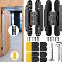 6" Hidden Door Hinge/Concealed Hinges,Invisible Hinges,Invisible Door Silent 180 Degree Swing Hinge 3-Way Adjustable Butt 6 x 2.5 x 1inch (Pack of 2) (Black)