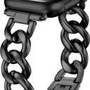 DaQin Gold Band Compatible with Apple Watch Bands for Women 40mm 38mm 41mm 42mm 44mm 45mm 46mm, Metal Chain Link Steel Replacement Accessories Bracelet for iWatch Bands Series 11 10 9 8 7 6 5 4 3 2 1 (Black)