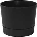 Root & Vessel Majestic Mid-Century Modern Low Profile Cylinder Pot, Matte Black, 8.5"