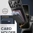 SSLOTSCASE for iPhone 16 Pro Max Case with 2X Screen Protector, Card Holder & Kickstand & Slide Camera Lens Cover, Silicone Edge Rugged Heavy Duty Phone Case Cover for iPhone 16 Pro Max 6.9'', Black