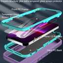 for iPhone 13 Pro Max Case, with Screen Protector, Dust-Proof Port Cover, Full-Body Non-Slip Silicone Rubber Covered, Military Grade Drop-Proof Shockproof Phone Case, Mint/Purple