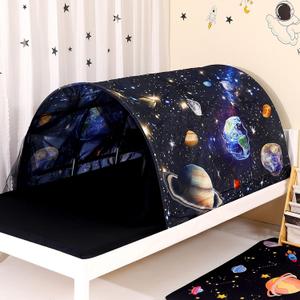 Bed Tent for Kids Lucky Castle Bed Tent Foldable Play House for Children Play Tents for Girls Boys Sleeping Canopy Playhouse (Black Starry Sky)