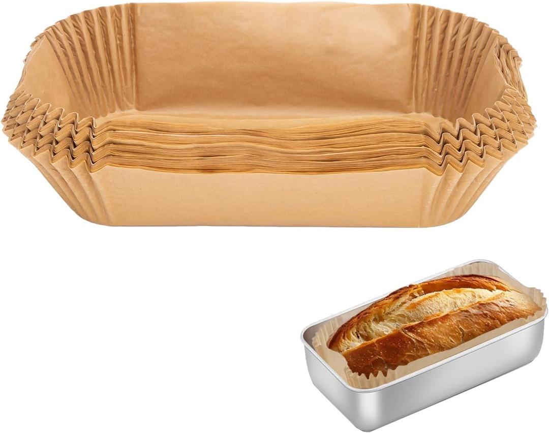 100 Pcs Loaf Pan Liners for Baking Bread 9x5 Inch, Non-Stick Pre Formed Parchment Paper for Bread Pan, Ideal Disposable Loaf Breads Liners for Baking Toast, Cakes, Banana Breads, Brown