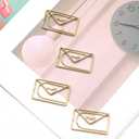 100PCS Envelope Shape Paper Clips Metal Funny Bookmarks Decorative Paper Clamps for School Office Home (Gold)