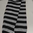 WODECASA Girls Kawaii Leg Warmers Knitted Flared Leg Sleeves Goth Crochet Baggy Cuff Ankle Heap Socks (One Size, Stripe: Black+grey)