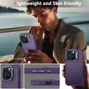 Magnetic for iPhone 16 Pro Case Carbon Fiber Skin SensationCompatible With magsafeMetal Lens KickstandDropproof Sturdy Carbon Fiber PatternWireless Charging Case for iPhone 16 Pro (Purple)