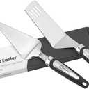 Pie Server Spatula and Cake Cutter Slicer, Stainless Steel Set - Kitchen Essentials for Cutting & Serving Desserts, Brownies, Lasagna (Black, 10 inches)