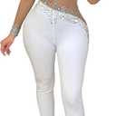 Women Sexy Embellished Rhinestone Bodycon Jumpsuit Mesh See Through Patchwork Birthday Party Night Out Clubwear (XX-Large, A 8 Beige)