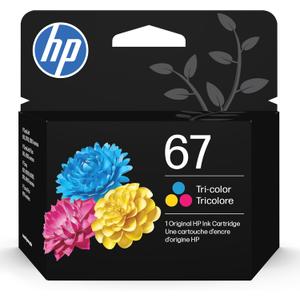 HP 67 Tri-Color Ink Cartridge Printers | Works with DeskJet 1255, 2700, 4100 Series; Envy 6000, 6400 Series | Eligible for Instant Ink | 3YM55AN