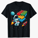 Master Builder Space Astronaut Building Blocks Bricks Boys T-Shirt Size S