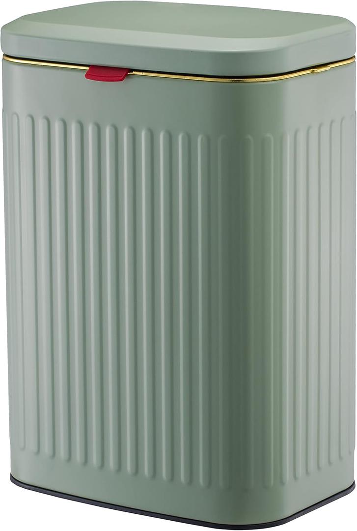 1.85 Gallon 7L Carbon Steel Trash Can Door Compost Bin Wall Mounted 2 Ways Sliding Lid Compost Bin Countertop Kitchen Hanging Cabinet Door Trash Bin Metal Garbage Bin Poubelle Cuisine Green