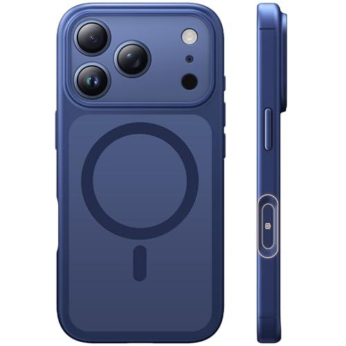 TAURI for iPhone 17 Pro Max Case, Compatible with MagSafe, (Full Camera Protection) Camera Control Cover Solid-Color Matte Magnetic Phone Case for 17 Pro Max, Blue
