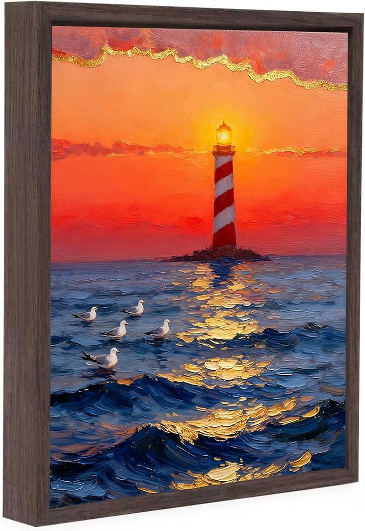 Solid Wood Canvas Floater Frame for 0.6-0.9" Depth 11x14 Art, Canvas Floating Frames, Oil Painting Floater Frame (11x14,Dark Brown)