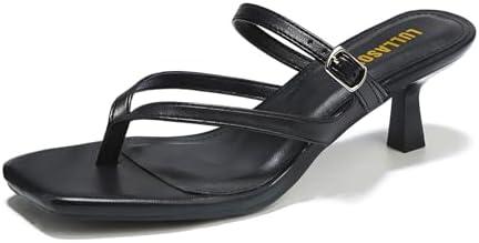 LULLASONG Women's Kitten Heels Sandals Flip Flops Low Heels Slip On Slides 1.8-2 Inch Heeled Square Open Toe Sandals for Women, 9.5