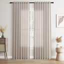 Joywell Apricot Back Tab Rod Pocket Linen Curtains 90 Inches Long 2 Panels for Living Room Bedroom Neutral Boho Farmhouse Rustic Light Filtering Semi Sheer Curtains Window Treatment 52x90