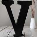 AOCEAN 12 inch Black Wood Letters Unfinished Wood Letters for Halloween Decorative Standing Letters Slices Sign Board Decoration for Craft Home Party Projects (V)