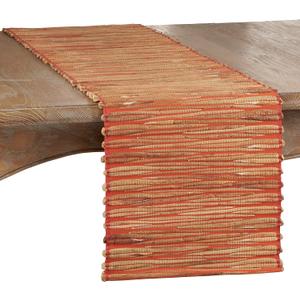 Saro Lifestyle Textured Wooden Bead (14"x108", Orange)