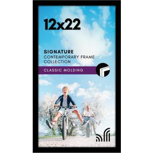 Americanflat 12x22 Picture Frame with Polished Plexiglass - Signature Collection - Gallery-Style Frames Made of Engineered Wood - Photo Frame for Wall Display - Black