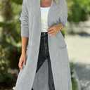 Saodimallsu Womens Long Cardigan Sweaters 2025 Oversized Open Front Checkerked Sweater Trendy Knit Jacket with Pockets