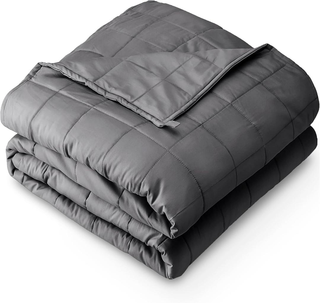 Bare Home Weighted Blanket Twin or Full Size 7lb (40" x 60") - All-Natural 100% Cotton - Premium Heavy Blanket Nontoxic Glass Beads (Grey, 40"x 60")