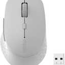 Rapoo M300G Silent Wireless Mouse, Bluetooth Mouse for Laptop, 2.4GHz with USB Receiver, 2400 Adjustable DPI Optical Tracking, 1 Year Battery Life, Compatible with PC, Grey