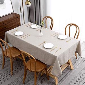 maxmill Flaxy Faux Linen Tablecloth with 2-Tone Slubby Texture Wrinkle Free Anti-Shrink Soft Table Cloth for Kitchen Dining Tabletop for Outdoor and Indoor Use Rectangle 60 x 84 Inch Natural