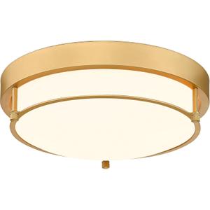 Flush Mount Light Fixture, 12 inch 2-Light Modern Ceiling Light with Brass Gold Finish for Hallway Kitchen Laundry Bedroom, 4822-BB
