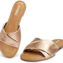 ATHMILE Sandals Women Dressy Summer Flat Comfortable Fashion Beach Cute Ladies Slides Leather Casual Dress Women's Sandals 2025 Size 9