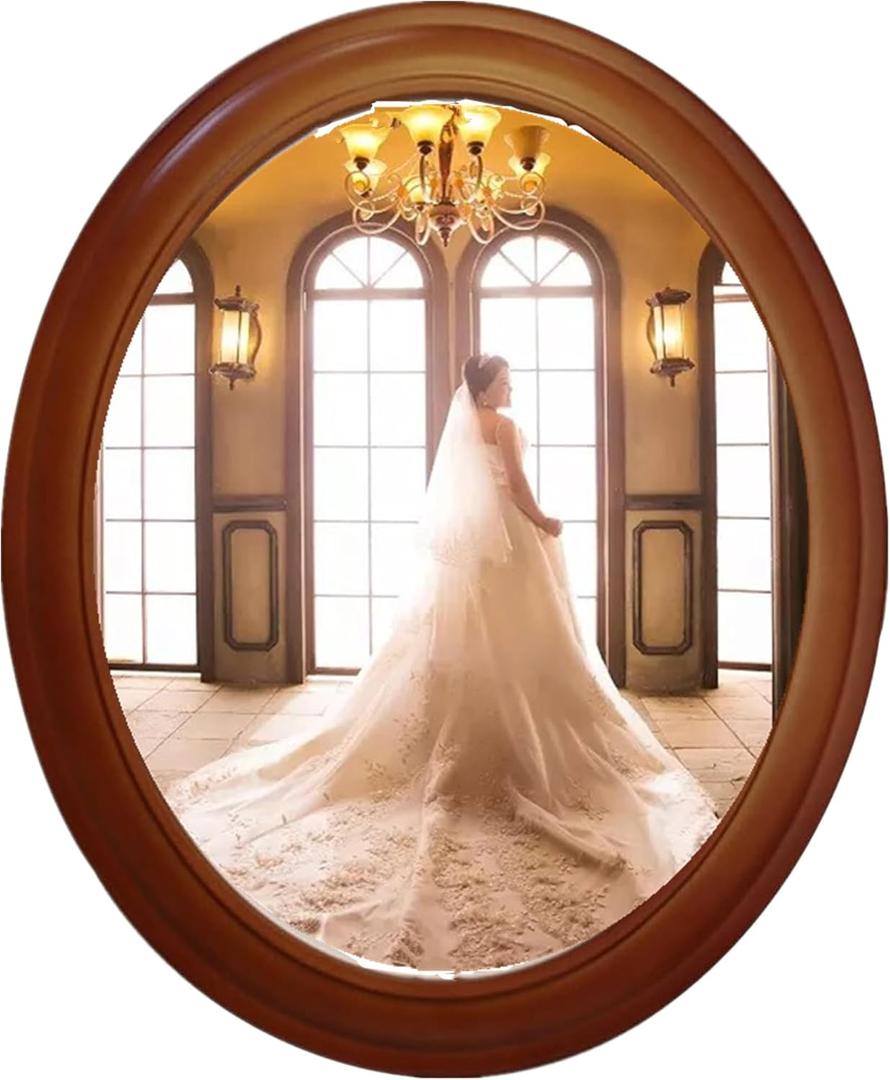 Oval Picture Frames,Oval Wood Picture Frame Wooden Wall Hanging Picture Frames for Home Office Wall Dcor (Brown, 10 inch)