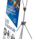 T-SIGN Reinforced Block Adjustable Tripod X Banner Stand, 23 x 63 to 32 x 78 Inch, Portable Travel Bag, Bigger, More Adaptable, Trade Show Exhibition - Silver (Pack of 1)