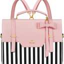MATEIN Briefcase for Women, 15.6 Inch Convertible Laptop Briefcase Backpack with Bow, Cute Kawaii Computer Messenger Crossbody Laptop Tote Bag Carrying Case Gift for College Work Travel 3 in 1, Pink