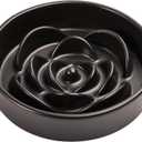 8.26 in Black Ceramic Slow Feeder Dog Bowl for Medium and Large Breed,Pet Feeding Dog Food Water Dish Heavy Weighted,Puppy Bowl for Fast Eaters,Puzzle Slow Eating Dish Modern Maze