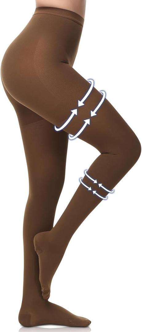 beister Medical Compression Pantyhose for Women & Men, Opaque Closed Toe 20-30mmHg Graduated Support Tight (XX-Large, Brown)