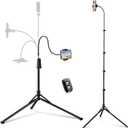 Eicaus 92 Tall Cell Phone Tripod Stand with 16.5 Flexible Gooseneck and Remote, Overhead Tripod with Adjustable 360Ball Head & Phone Holder for iPhone 15 Pro Max/Plus/14/13/12/11, Android